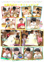 幼稚園組　食育活動　誕生会ケーキトッピング